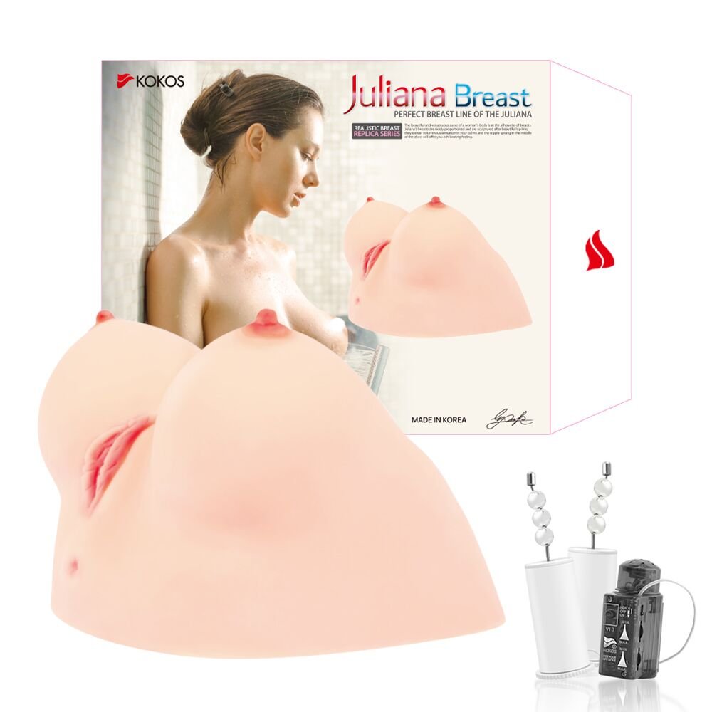 Мастурбатор Kokos Juilana Breast 2WayPlus з функцією масажу та вібрацією - Зображення 7