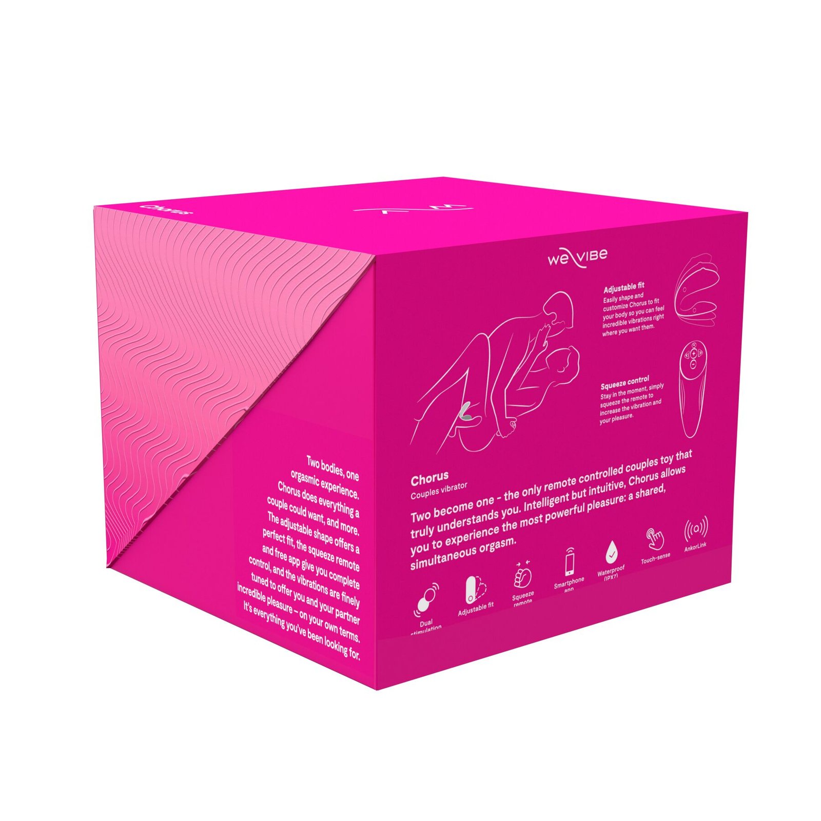 Смарт-вібратор для пар We-Vibe Chorus Cosmic Pink, сенсорне керування вібраціями стисненням пульта - Зображення 11