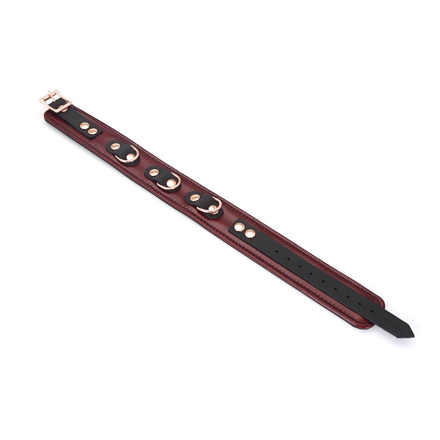 Шкіряний нашийник з повідцем Liebe Seele Wine Red Collar and Leash, 3 кільця для кріплення - Зображення 9