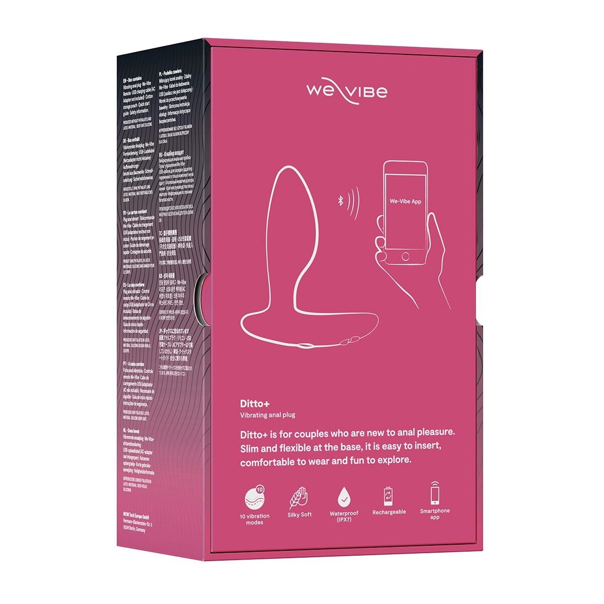 Анальна смарт-вібропробка We-Vibe Ditto+ Cosmic Pink, 10 режимів, пульт ДК - Зображення 11